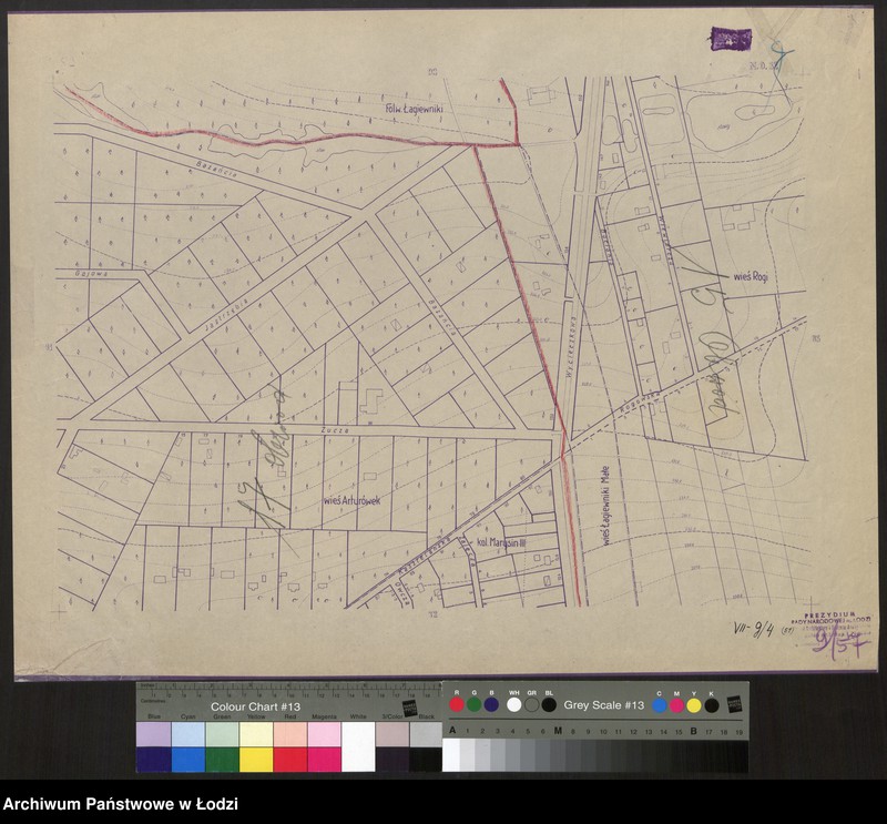 Obraz 1 z jednostki "Plan m. Łodzi 1:2000 z oznaczeniem podziału miasta na Obwody Komitetów Blokowych. Sekcja NO82"