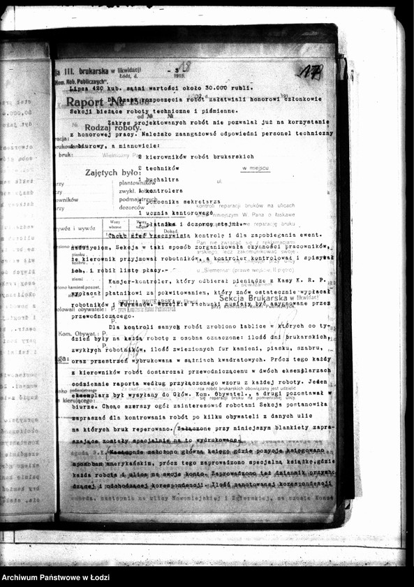 Obraz 20 z jednostki "Sprawozdanie Sekcji Brukarskiej przy Komitecie Robót Publicznych za okres 10 XI 1914-10 II 1915"