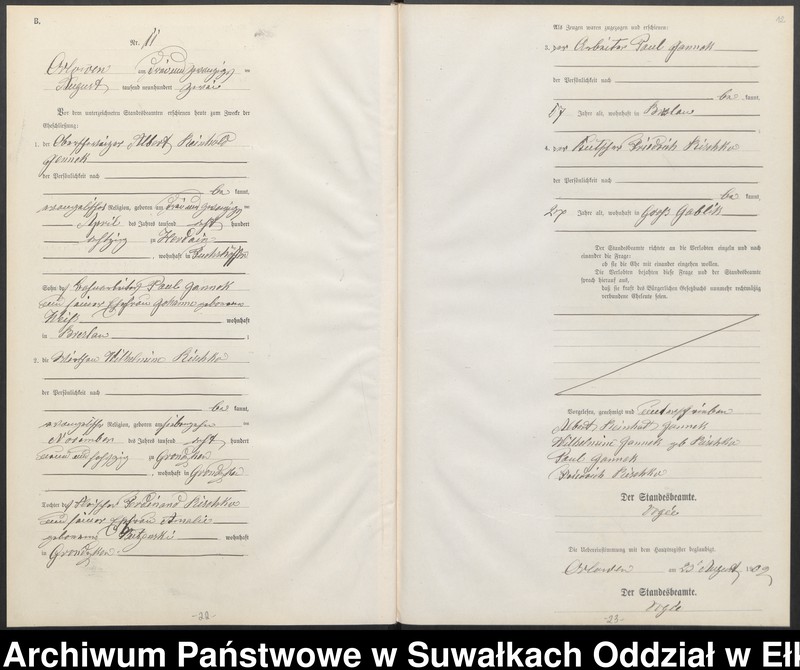 image.from.unit.number "Heiraths-Neben-Register des Preussischen Standes-Amtes Orlowen Kreis Lötzen"