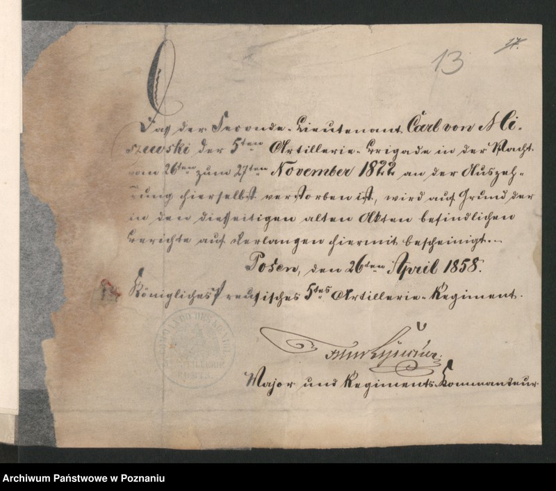 Obraz 17 z jednostki "A. betr. Gerichtsassessor Kasimir Josef Sewerin von Jarochowski /mit Privatbriefen an ihn/"