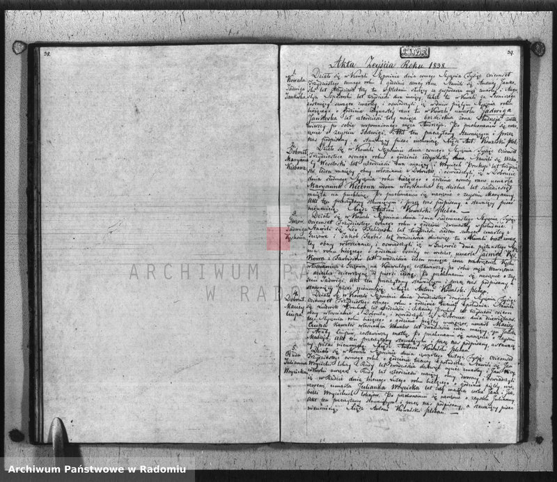 image.from.unit.number "Dupplikat Akt Religiyno- Cywilnych Urodzenia, Zaślubienia i Zeyścia parafii Kowali Stępociny Roku 1838"