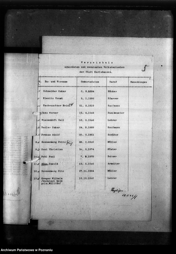 Obraz 9 z jednostki "Kreis Kosten (Kościan). Zgłoszenia zmarłych i zaginionych miejscowych Niemców w 1939 roku"