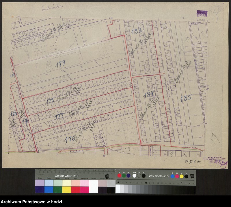 Obraz 1 z jednostki "Plan m. Łodzi 1:2000 z oznaczeniem podziału miasta na Obwody Komitetów Blokowych. Sekcja SO 32"