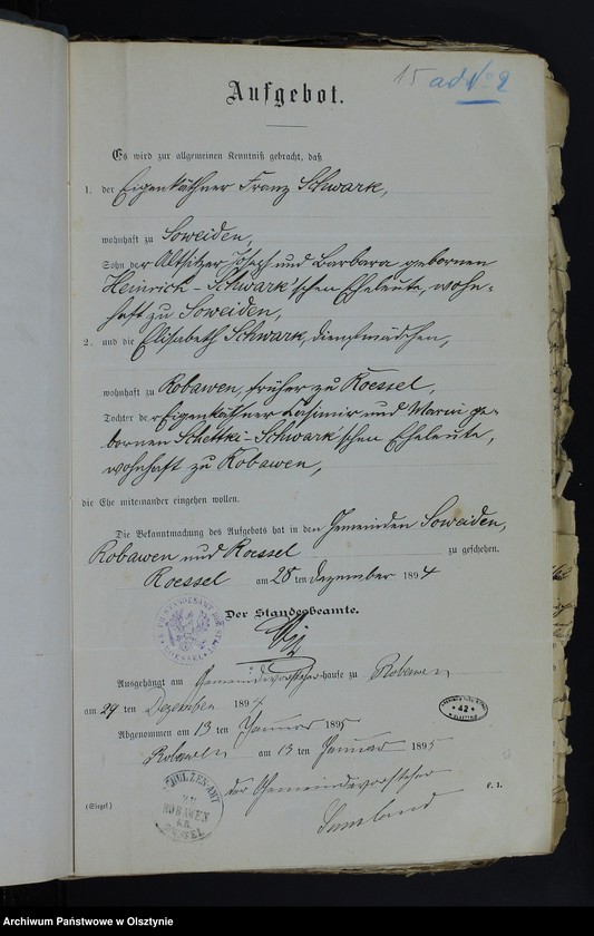 image.from.unit.number "Beläge zum Heiraths-Register"