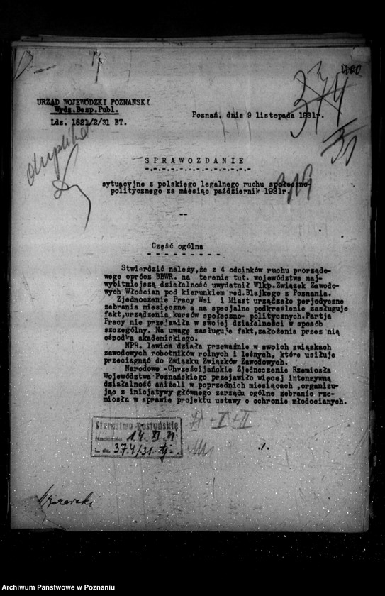 Obraz 5 z jednostki "Sprawozdania sytuacyjne z legalnego ruchu polityczno-społecznego za miesiące październik, listopad, grudzień 1931 r."