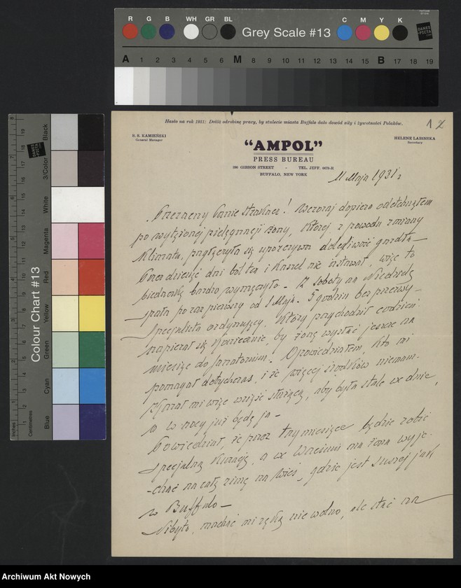 image.from.unit.number "Kamieński Bronisław; Załączniki: 1) wycinki prasowe; 2) artykuł Alskiego (redaktor "Pittsburczanin Daily") z dn. 15 III 1934 r.; 3) tekst mowy sen. Millard