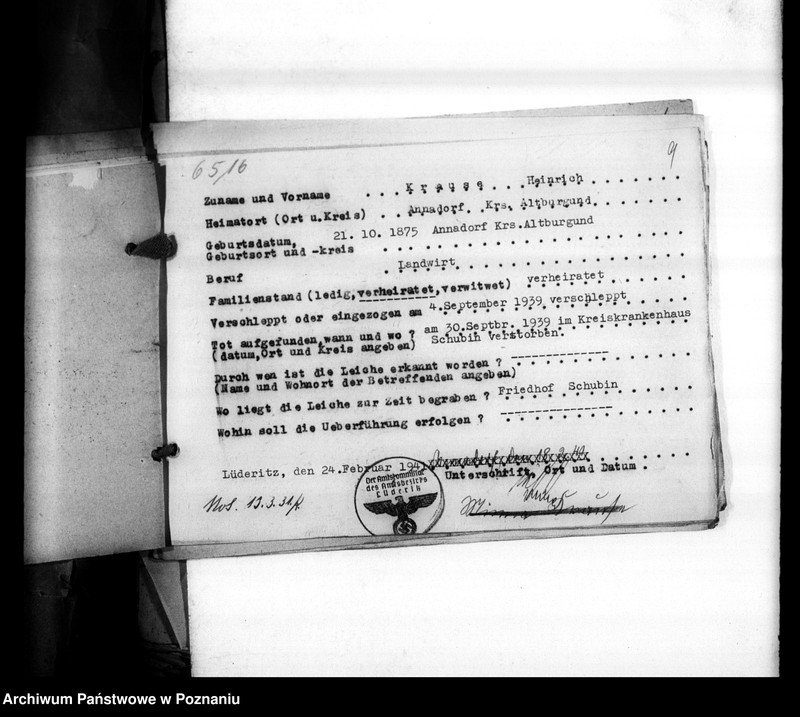 Obraz 13 z jednostki "Wykazy miejscowych Niemców, którzy zginęli w 1939 roku"