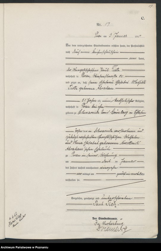 Obraz 19 z jednostki "Księga miejscowa zgonów tom I [Rejestr główny zgonów]"