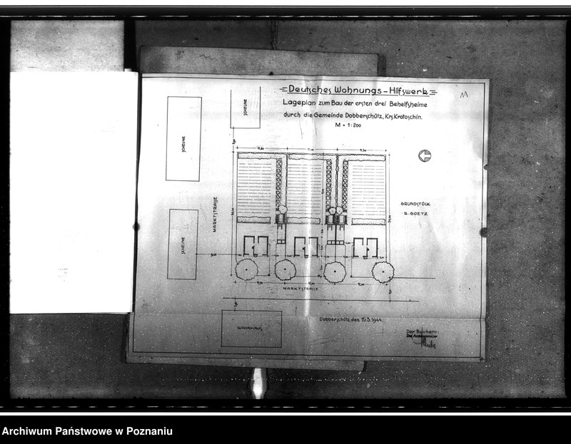 Obraz 17 z jednostki "Bau von Behelfsheimen in Dobberschütz (Dobrzyca). Baracken"
