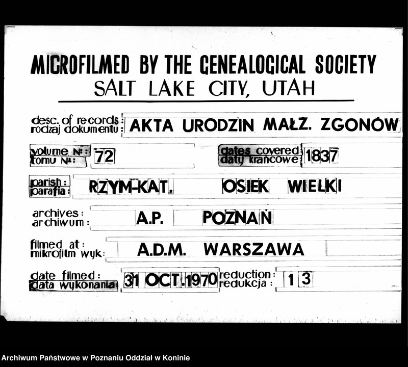 Obraz 1 z jednostki "Duplikat urodzeń, małżeństw i zejść"