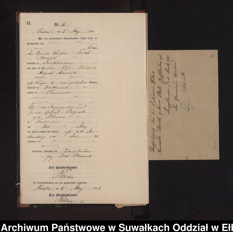 image.from.unit.number "Sterbe-Neben-Register des Preussischen Standes-Amtes Stasswinnen Kreis Loetzen"