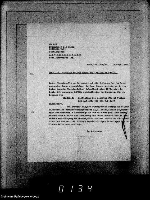 Obraz 7 z jednostki "J[uden] 611-625 [Wnioski Żydów z Getta o zwrot należności za pracę lub towar wzięty na kredyt]"