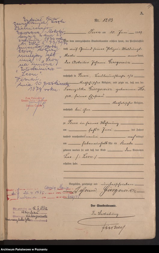 Obraz 19 z jednostki "Księga miejscowa urodzeń tom III [Rejestr główny urodzeń]"