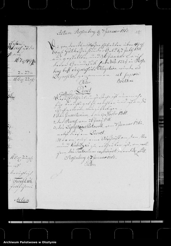 image.from.unit.number "Nachlasssache der verst. Wachtmeisters M. Guth zu Schönberg"