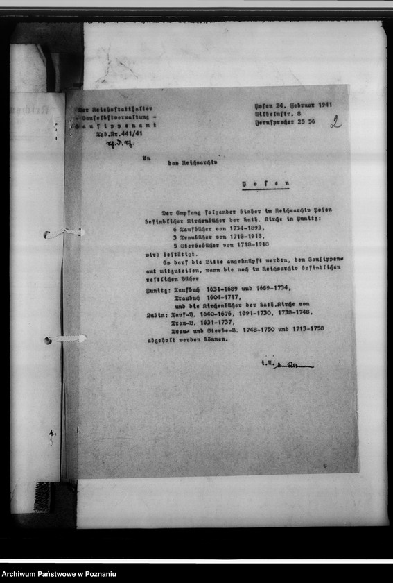 Obraz 6 z jednostki "Einziehungsprotokolle [ksiąg kościelnych]. Bestand der Kirchenbücher der katholischen Gemeinde Neipe [Niepart] und Berghausen [Wola], Kreis Gostingen [powiat gostyński]"