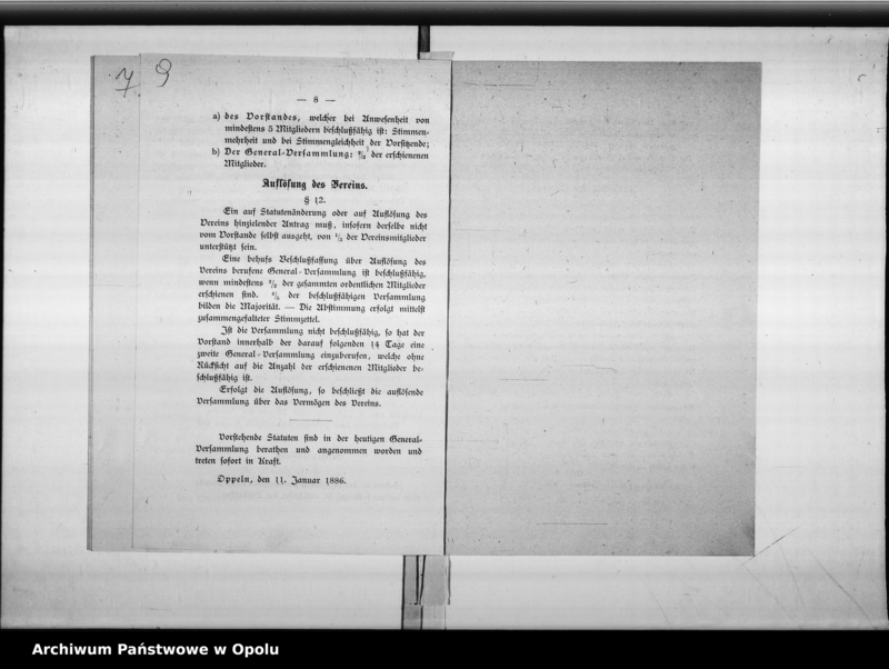 Obraz 11 z jednostki "Acta des Magistrats zu Oppeln betreffend Statuten des Eisenbahn - Beamten-Vereins Vol. I"