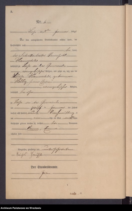 image.from.unit.number "Księga urodzeń Leśnica (Deutsch Lissa) 1890"