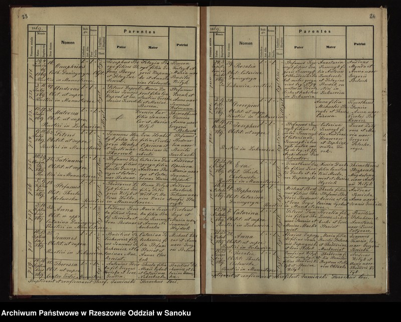 image.from.unit.number "Księga urodzeń dla miejscowości Manasterzec z lat 1864-1877 oraz księga zgonów dla miejscowości Manasterzec, Łukawica, Bezmiechowa Dolna i Bezmiechowa Dolna"
