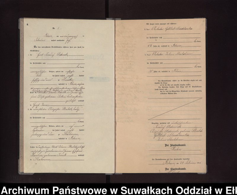 image.from.unit.number "Heirats-Neben-Register des Preussischen Standes-Amtes Rhein Kreis Lötzen"