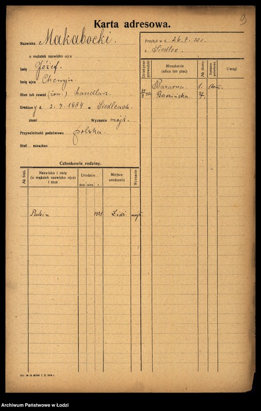 Obraz 11 z jednostki "[Spis ludności Łodzi] Mak - Makowski"