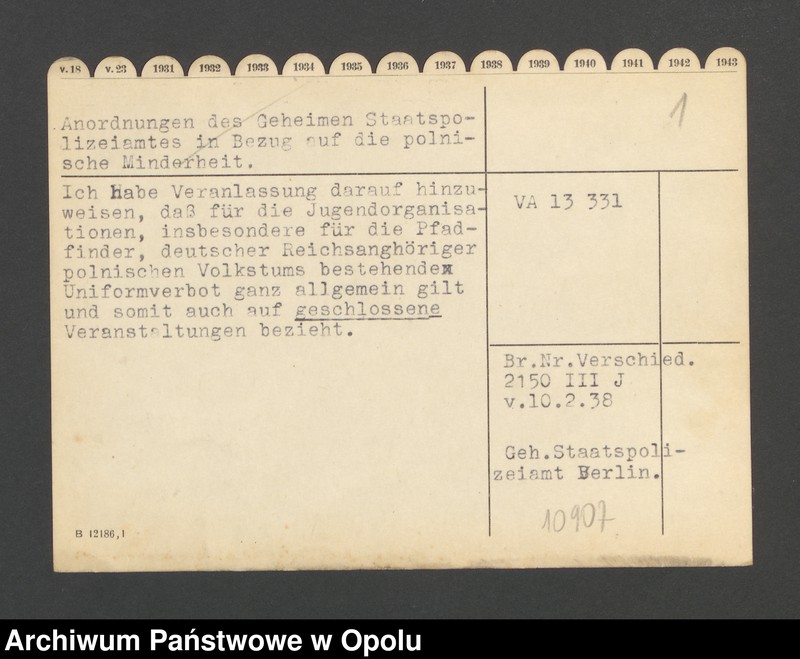 Obraz 3 z jednostki "Anordungen des Geheimen Staatspolizeiamtes Berlin in Bezug auf die polnische Minderheit"