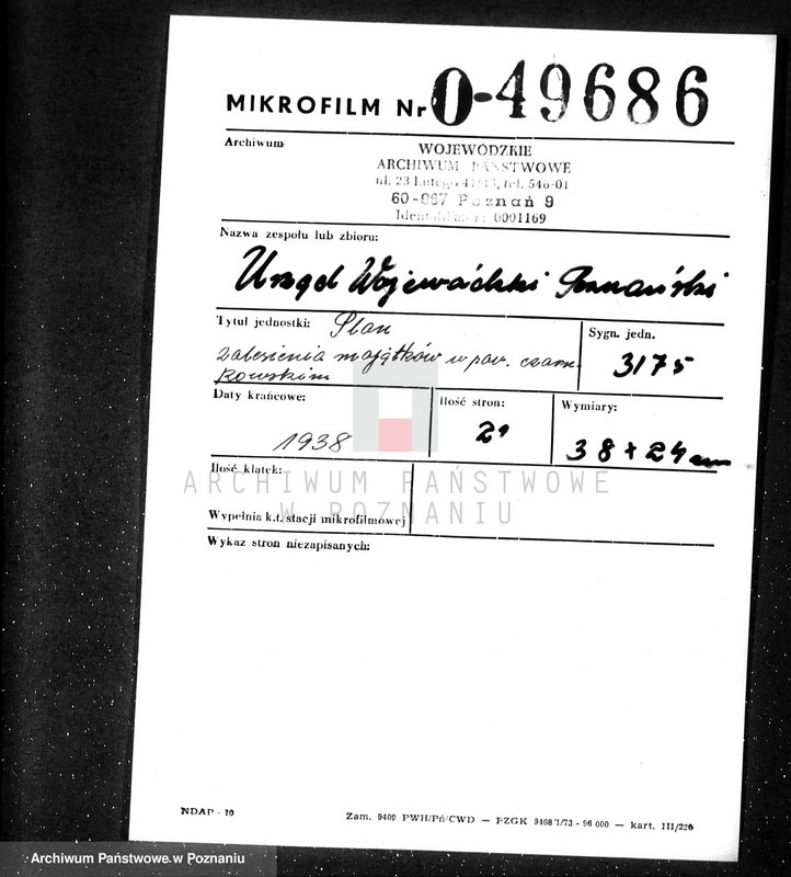 Obraz 2 z jednostki "Plan zalesiania majątków w powiecie czarnkowskim"