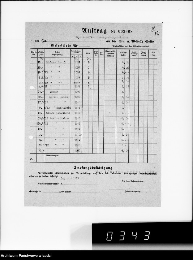 Obraz 14 z jednostki "Aufträge Litzm. Warenhandelsgesellschaft"