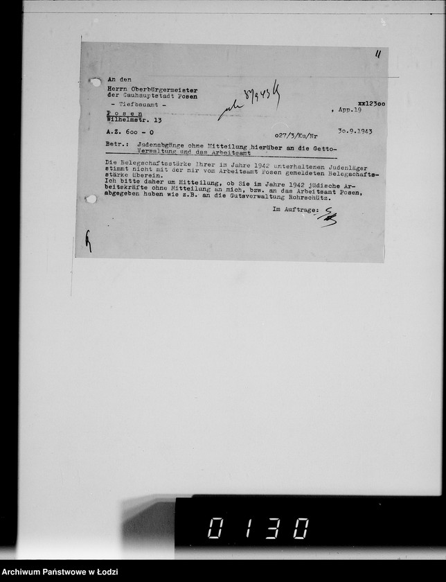 Obraz 15 z jednostki "Sonderkonto 12300. Arbeitsamt Posen Judenlager des Oberbürgermeisters von Posen"