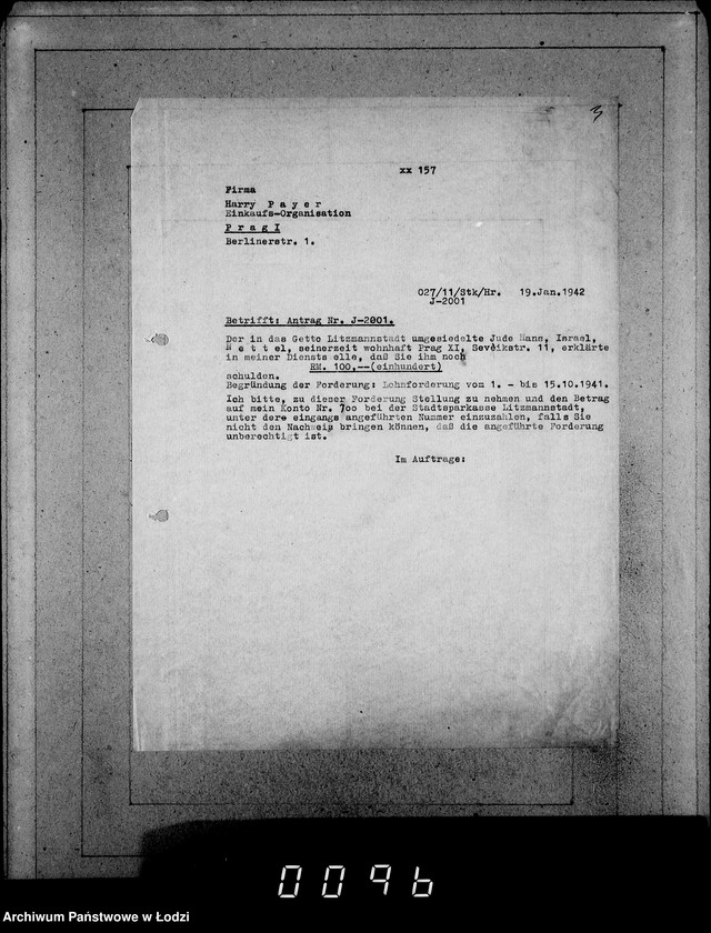 Obraz 7 z jednostki "J 2001-2020 [Wnioski Żydów z Getta o zwrot należności za towar wzięty na kredyt]"