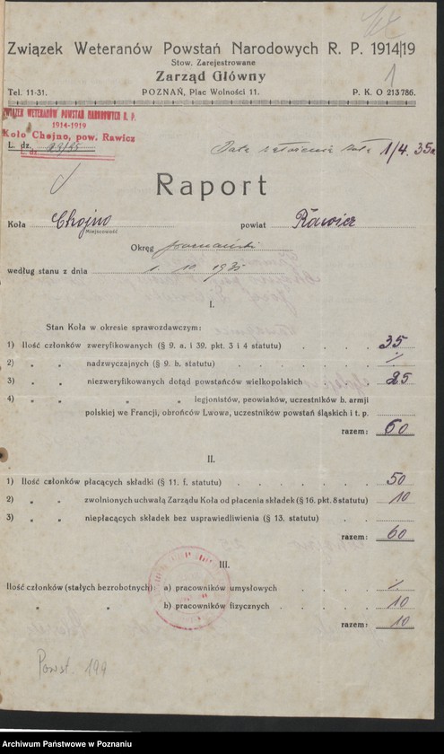 Obraz 4 z jednostki "Chojno, powiat Rawicz akta koła."