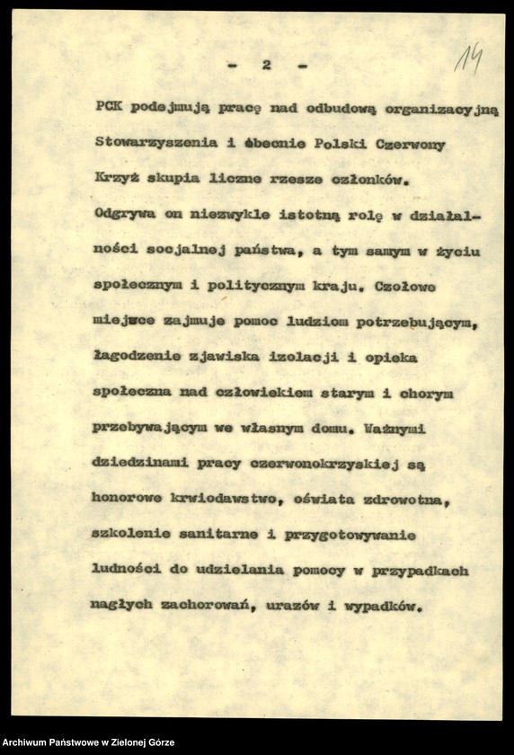 Obraz 16 z jednostki "Zdrowie. Przemówienia pracowników wydziału z okazji. Dnia pracownika służby zdrowia w latach 1982-1988, rocznic Wojewódzkiej Stacji Krwiodawstwa w 1978,1986; Sanepidu 1979, Sanatorium w Torzymiu w 1980, PKPS w 1984"