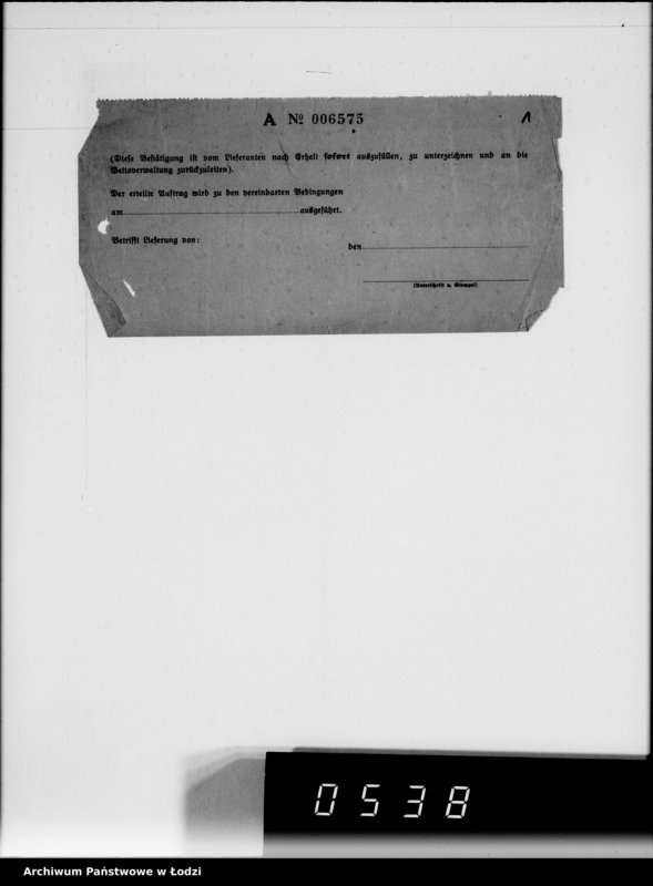 Obraz 5 z jednostki "Aufträge 5734-10700 [Faktury, listy przewozowe na dostarczone dla Getta produkty żywnościowe, materiały opałowe, przemysłowe]"