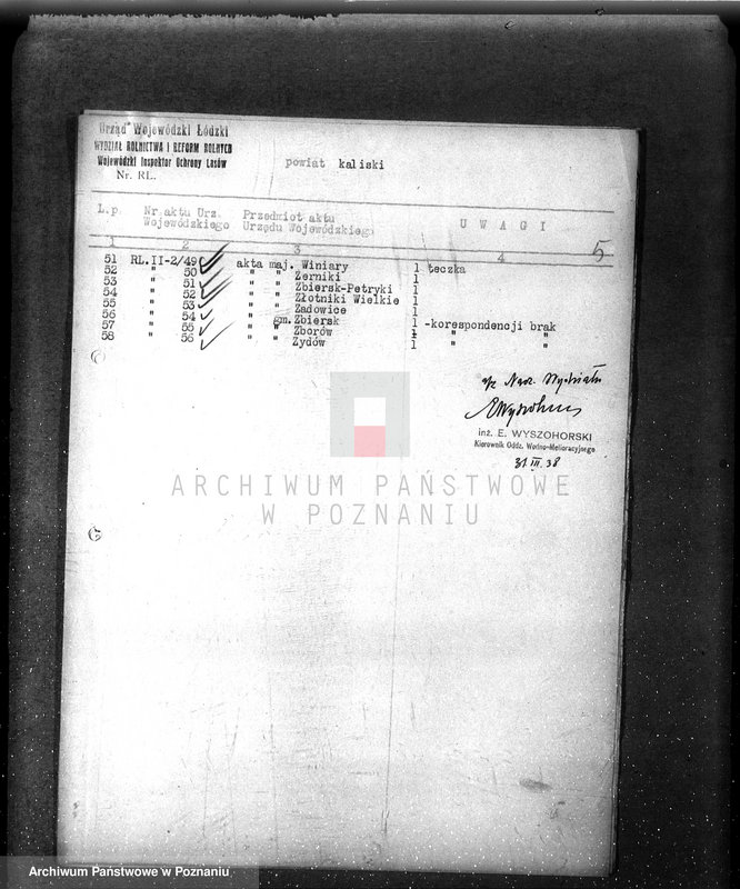 image.from.unit.number "/Inspektorat Ochrony Lasów/ /przejmowanie materiałów aktowych spisy akt/"