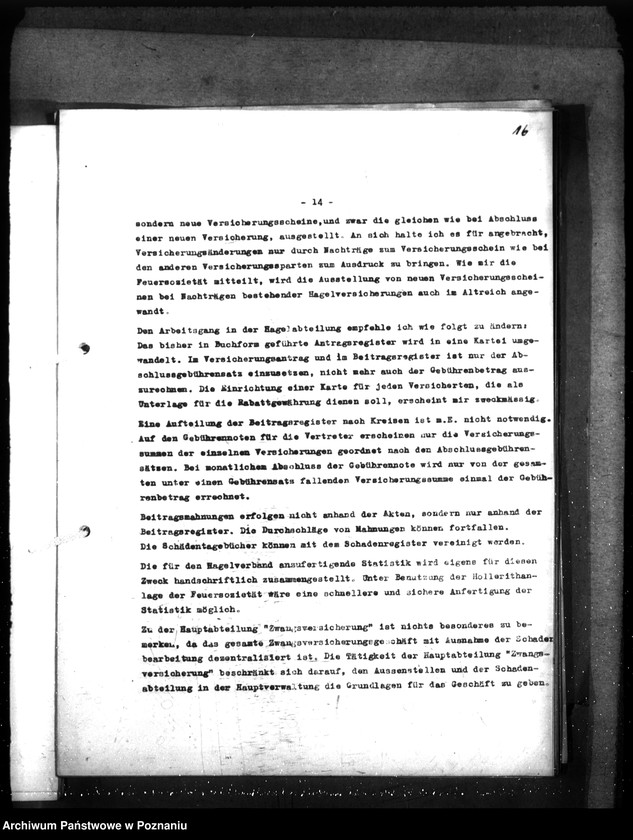 Obraz 19 z jednostki "Kontrola organizacji i działalności poznańskiej ubezpieczalni ogniowej i ubezpieczalni na życie"