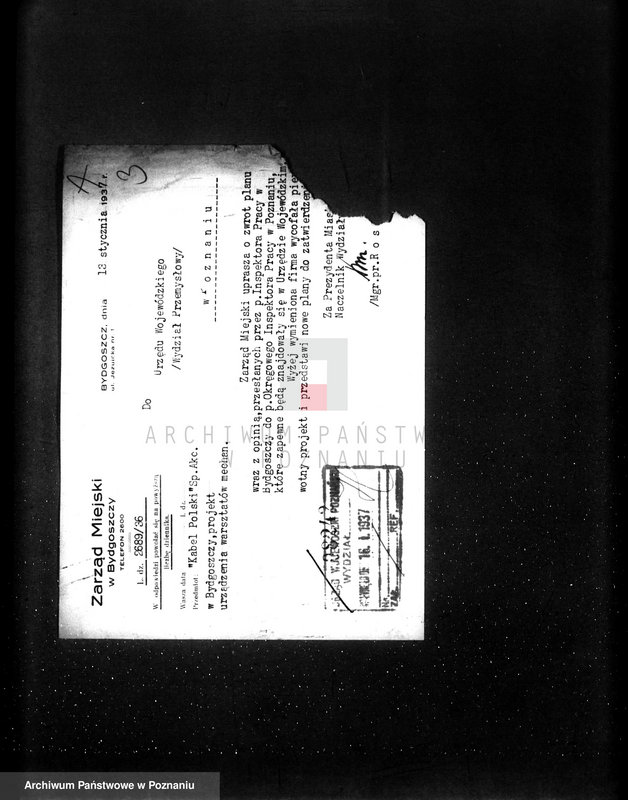 Obraz 7 z jednostki "/Projekt urządzenia zakładów mechanicznych Kabel Polski Spółka Akcyjna w Bydgoszczy/"