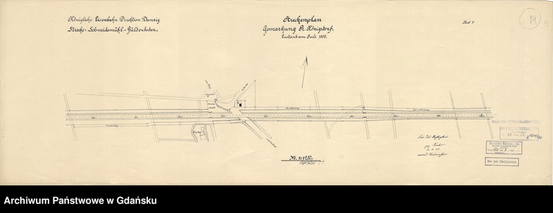 image.from.unit.number "Königliche Eisenbahn Direktion Danzig. Strecke: Schneidemühl-Güldenboden. Streckenplan Gemarkung Pr. Königsdorf. Zustand vom Juli 1909. Blatt 7"