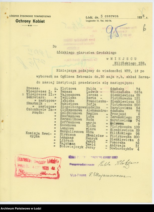 Obraz 9 z jednostki "Łódzkie Żydowskie Towarzystwo Ochrony Kobiet w Łodzi"