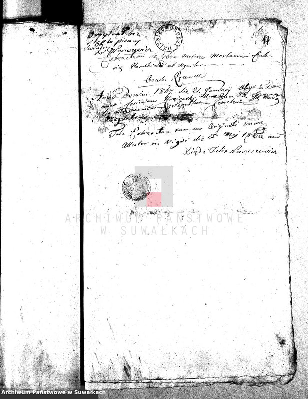 image.from.unit.number "Dowody służące do Aktów Małżeństwa Urzędnika Stanu Cywilnego Gminy Wigierskiey w Obwodzie i Woiewództwie Augustowskim na rok od 1-go Stycznia 1823 do ostatniego Grudnia tegoż roku."