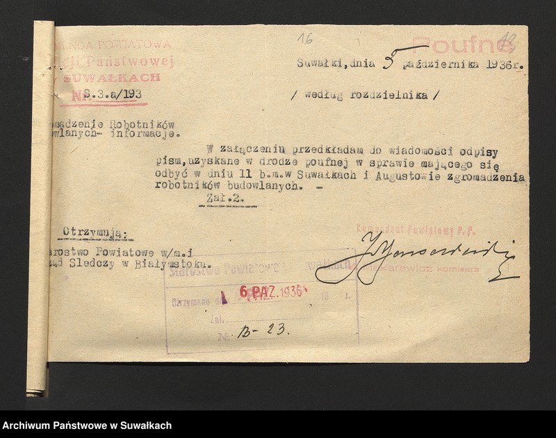 image.from.unit.number "[Wykaz związków zawodowych istniejących w powiecie wg. stanu na dzień 1. I 1937 r. oraz korespondencja]"