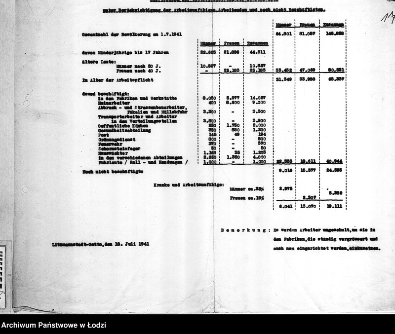 Obraz 20 z jednostki "[Sprawozdania i zestawienia statystyczne: ruch ludności, zatrudnienie, choroby zakaźne, wypadki, kontrole i inne]"