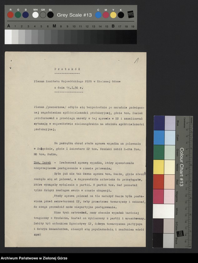 image.from.unit.number "Protokół plenarnego posiedzenia nt.: Sprawy organizacyjne. 11 stycznia 1956 r."
