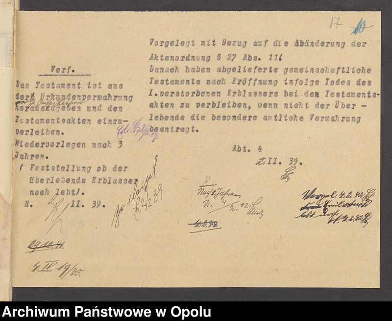 image.from.unit.number "Verfügung von Todes wegen des Maschinenbauers Emil Aust und seiner Ehefrau Marta geb[orene] Steiner in Neustadt"