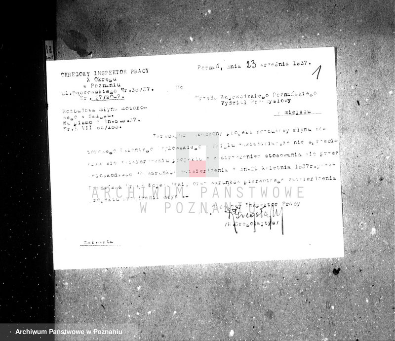 Obraz 5 z jednostki "Zakład przemysłowy /młyn motorowy/ A. Czyżowski w Śmiglu rozbudowa"