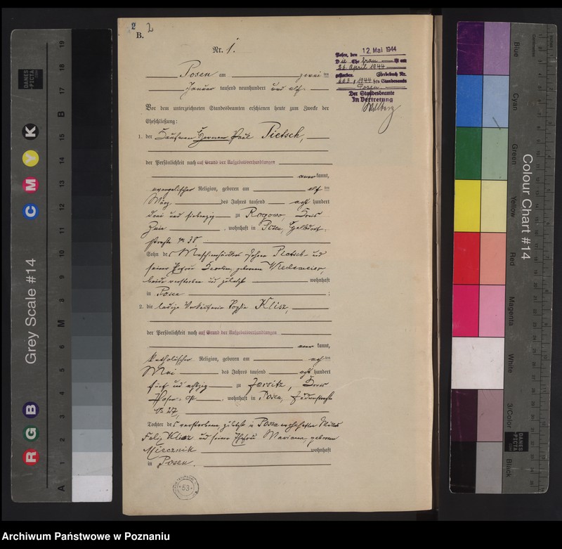 Obraz 2 z jednostki "Księga miejscowa małżeństw tom I [Rejestr główny małżeństw]"