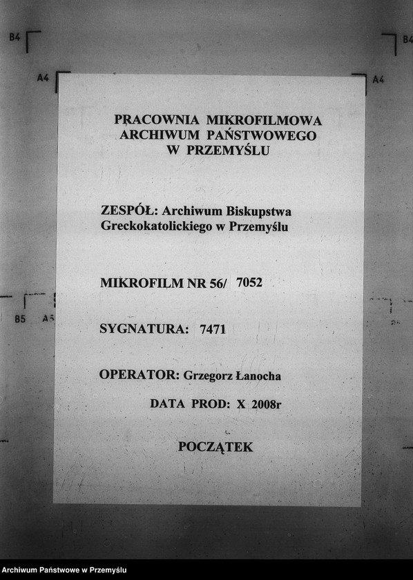 Obraz 1 z jednostki "[Kopie ksiąg metrykalnych parafii Miżyniec z filiami Gdeszyce, Zrotowice (dekanat Niżankowice)]"