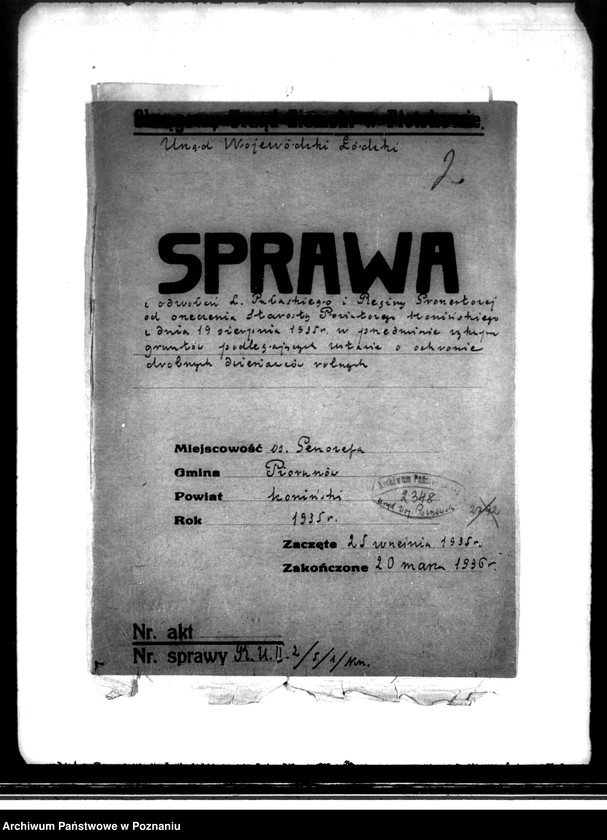 image.from.unit.number "Odwołanie L. Pułaskiego i R. Gronertowej od orzeczenia Starosty powiatu,konińskiego z 19.VIII.1935 r. w przedmiocie wykupu gruntów podlegających ustawie o ochronie drobnych dzierżawców"