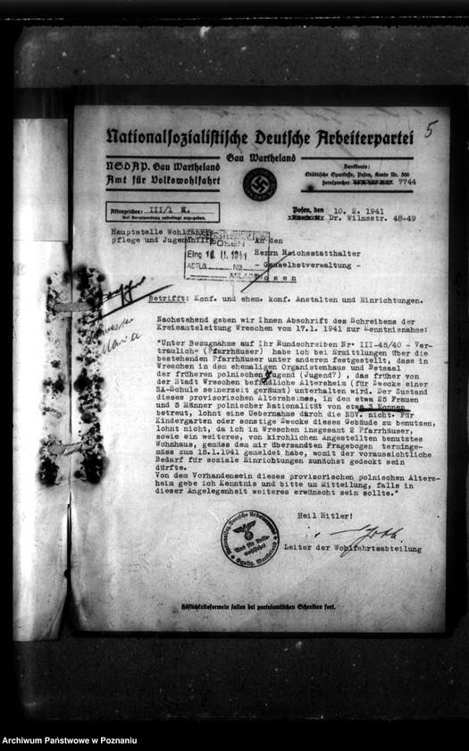 Obraz 9 z jednostki "Verschiedenes - Wreschen [konfiskata majątku kościelnego]."