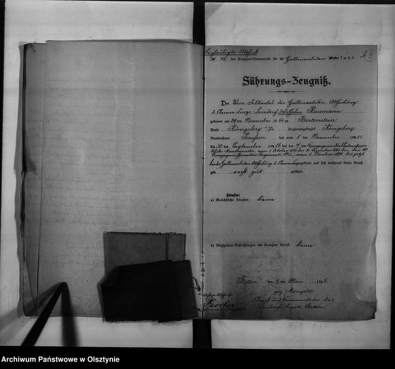 image.from.unit.number "Reg.[ierungs] Büreau-Diätar Plaumann [Friedrich Wilhelm] den 1. 6. 1901 Regier.[ungs] Sekretär"