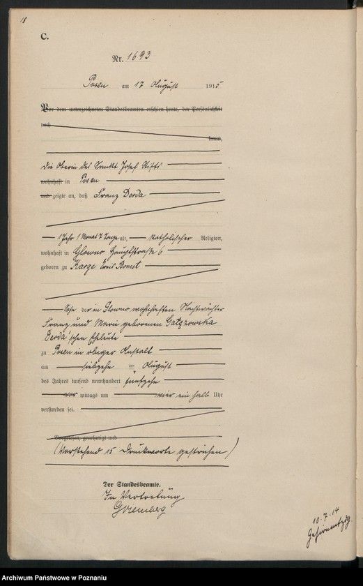 Obraz 20 z jednostki "Księga miejscowa zgonów tom IV [Rejestr główny zgonów]"