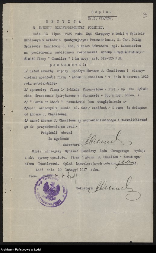 Obraz 5 z jednostki ""Winkol"- Abram Icek Chasilew- handel win i wódek"